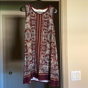 Paisley pattern maroon dress